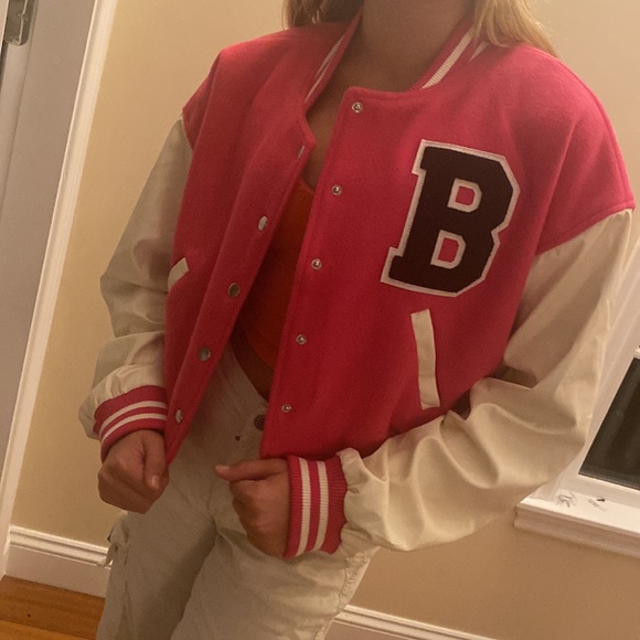 Barbie Pink Varsity Letter Baseball Jacket Love Tree Coat Large - Picture 2 of 13